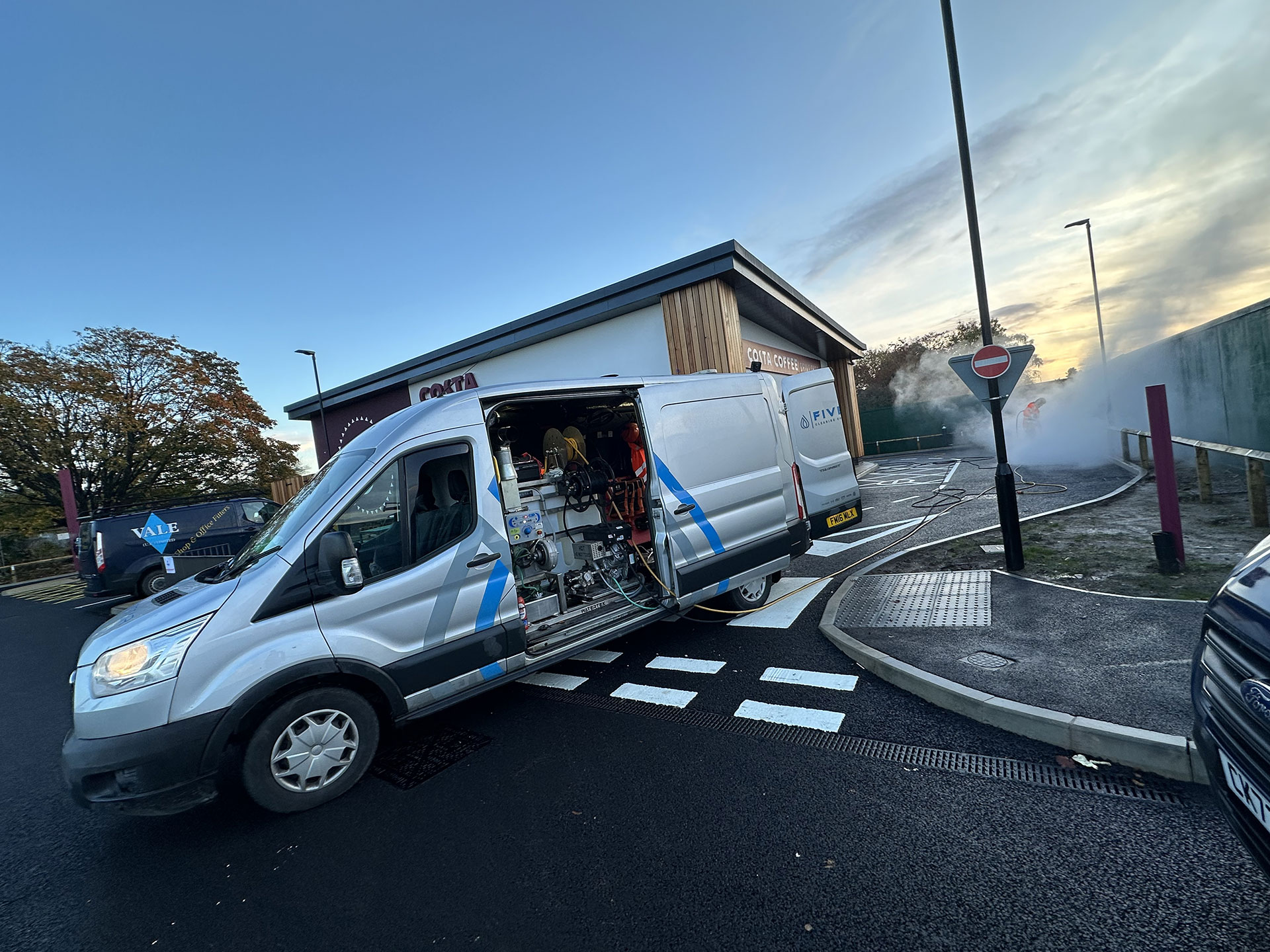 Five Star Cleaning Company van in use